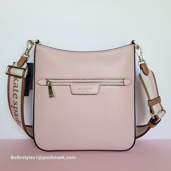 KATE SPADE Hudson Colorblocked Pebbled Leather Small Messenger Crossbody-Rose S⭐ - Picture 1 of 16